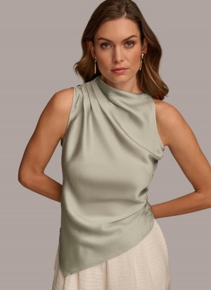 Grey Donna Karan Ruched With Angled Hem Sweaters and Tops | Canada_DK18972