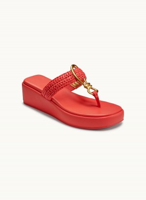 Red Donna Karan Harlyn Wedge Sandals | Canada_DK93859