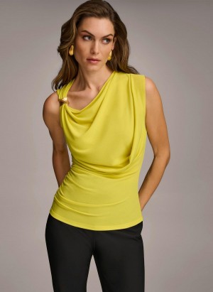 Yellow Donna Karan Shoulder Hardware Sweaters and Tops | Canada_DK77680