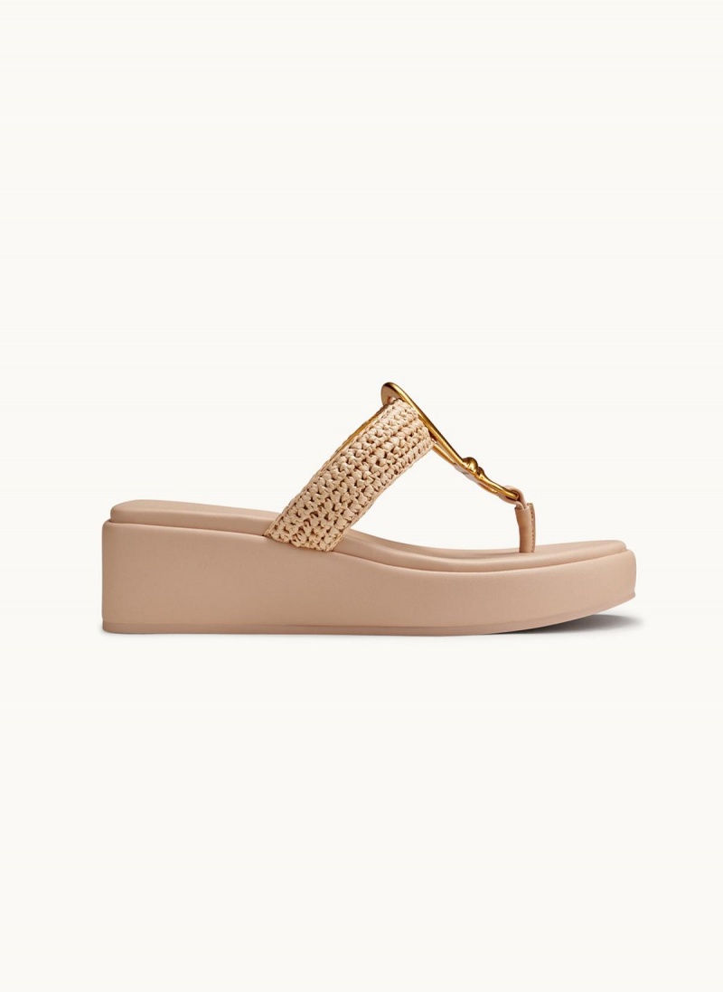 Beige / Beige Donna Karan Harlyn Wedge Sandals | Canada_DK38006