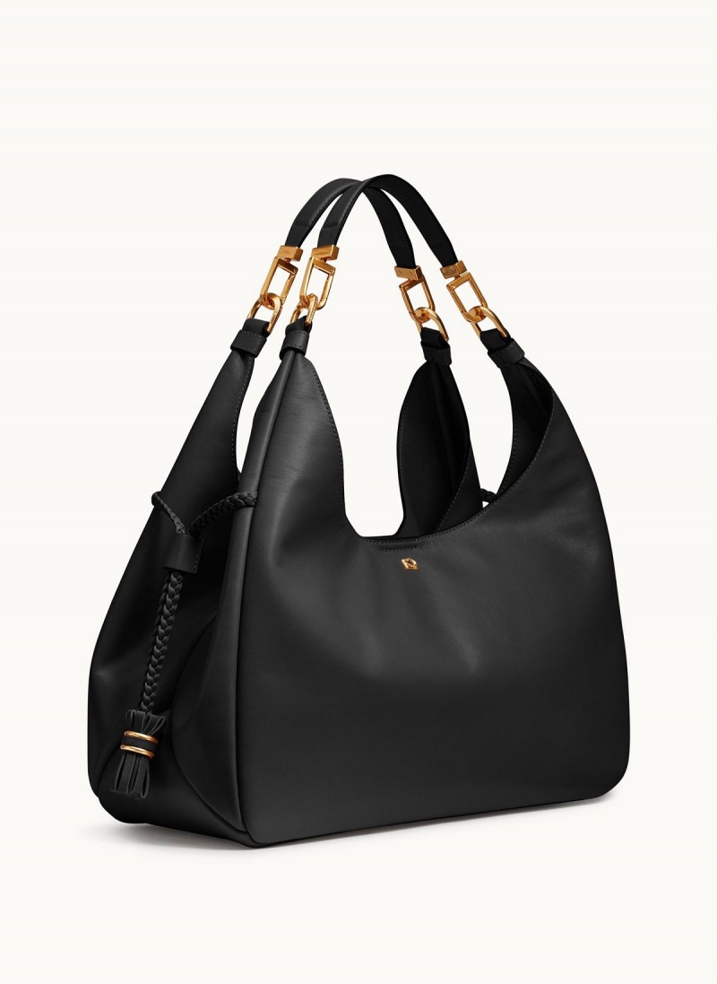 Black Donna Karan Bellerose Hobo Bag | Canada_DK93993