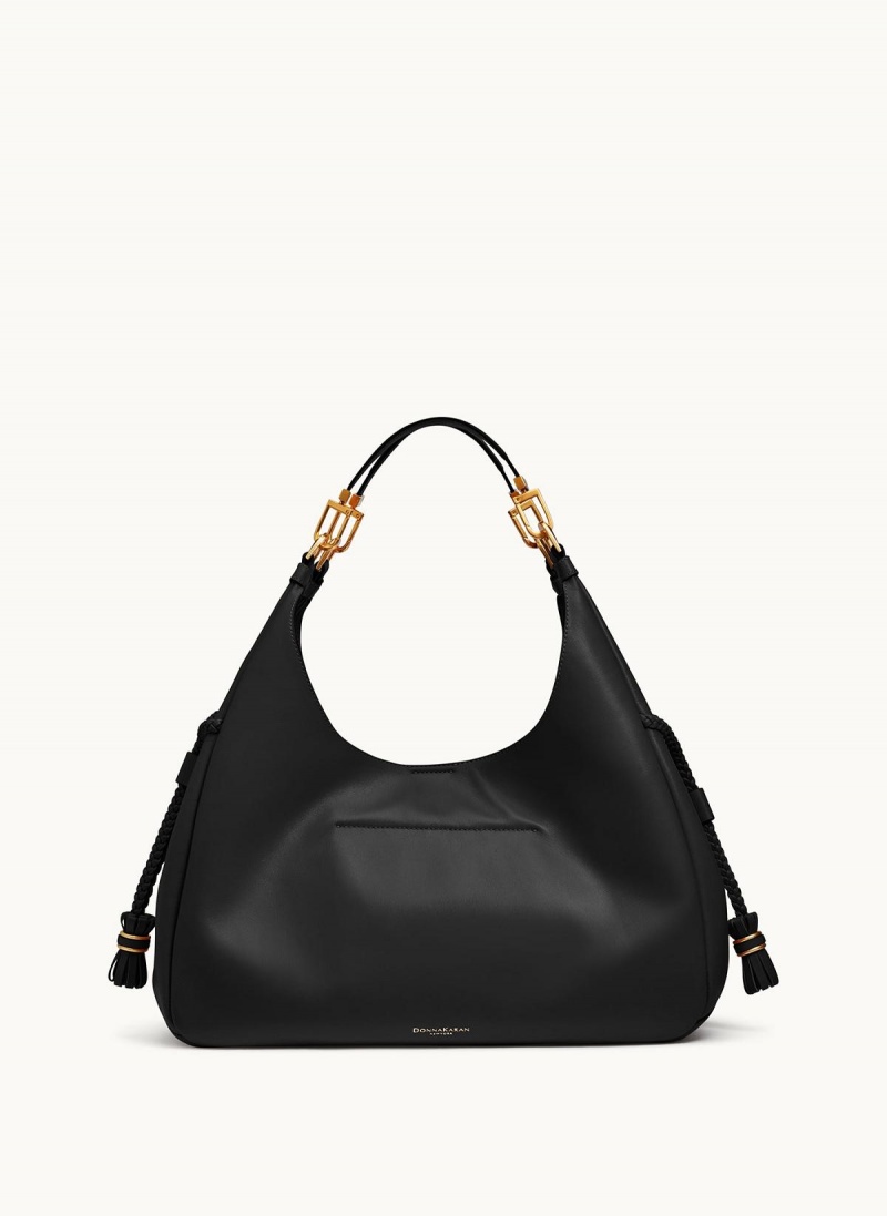 Black Donna Karan Bellerose Hobo Bag | Canada_DK93993