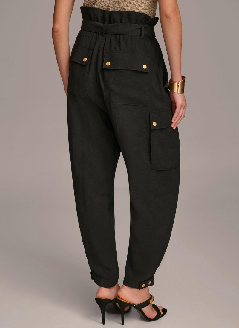 Black Donna Karan Belted Cargo Pants | Canada_DK63029