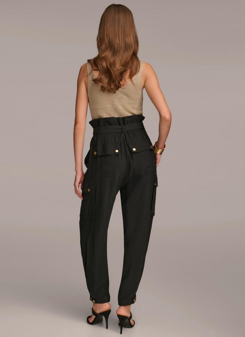 Black Donna Karan Belted Cargo Pants | Canada_DK63029