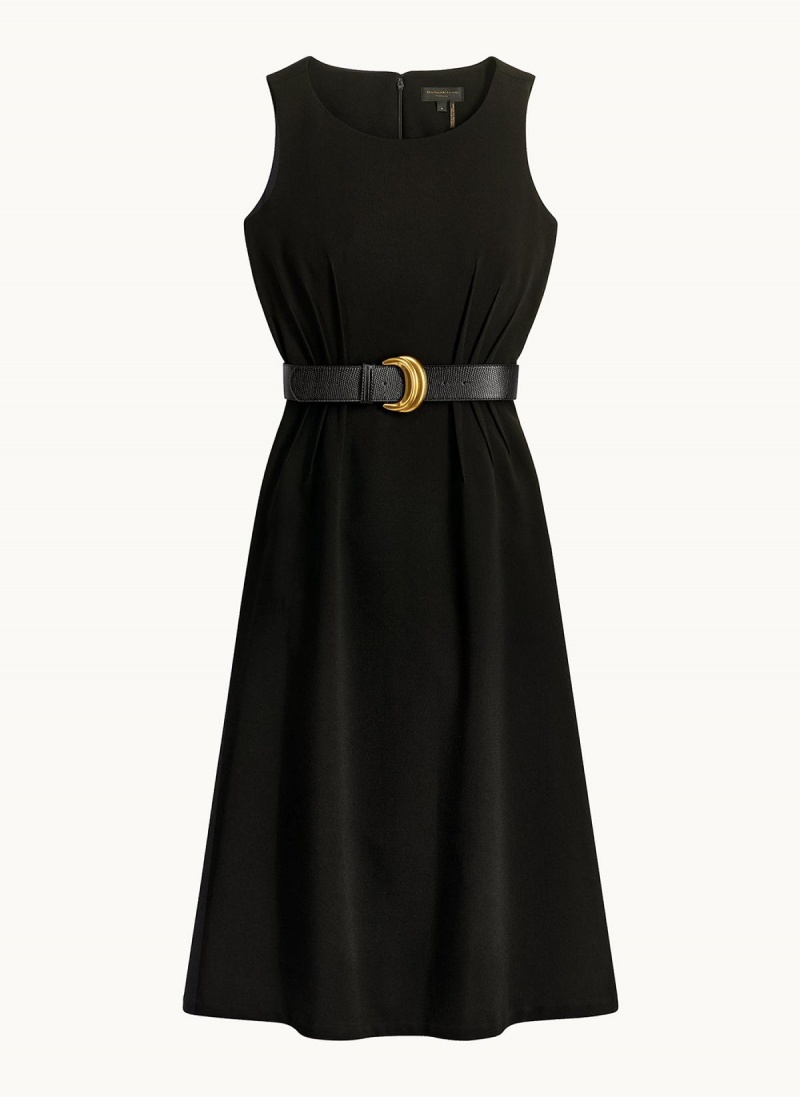 Black Donna Karan Belted Midi Dress | Canada_DK63044