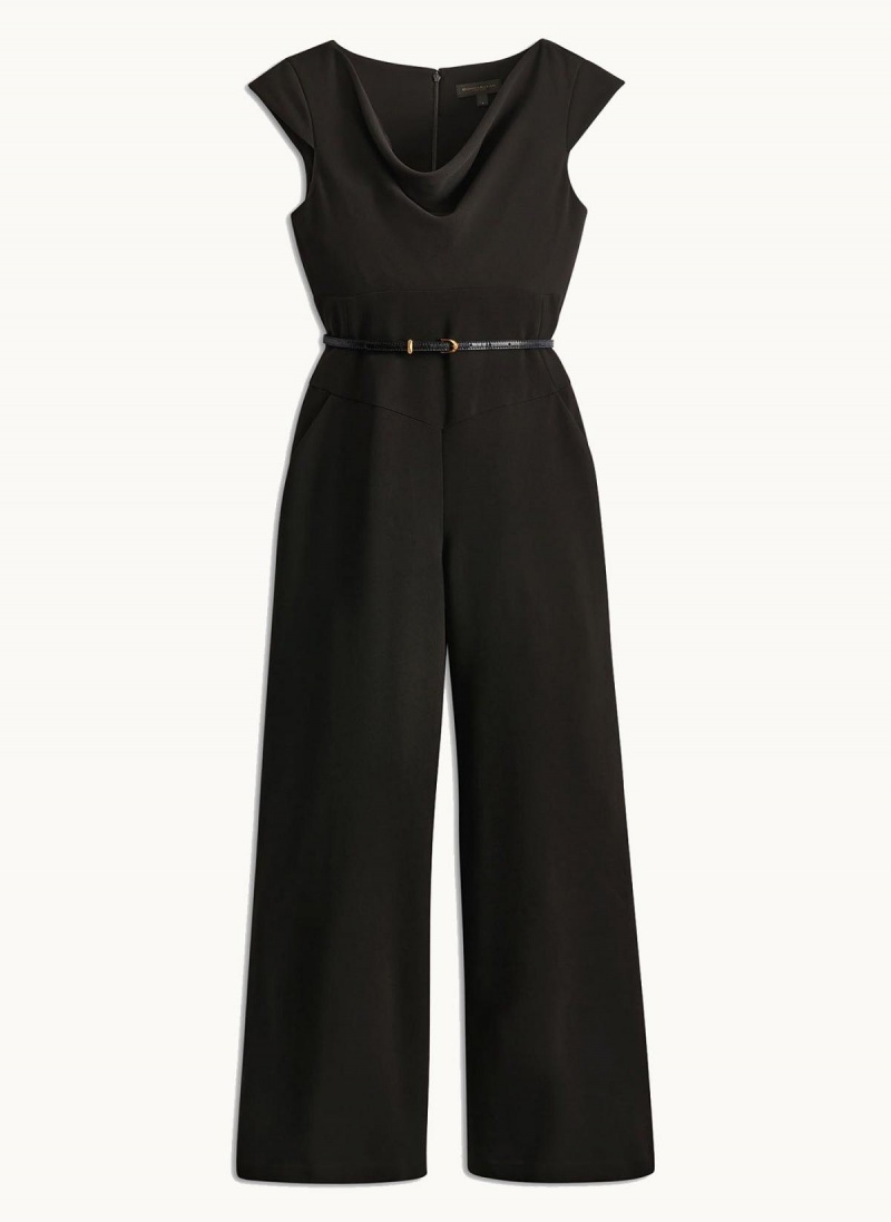 Black Donna Karan Belted With Pockets Jumpsuit | Canada_DK29126