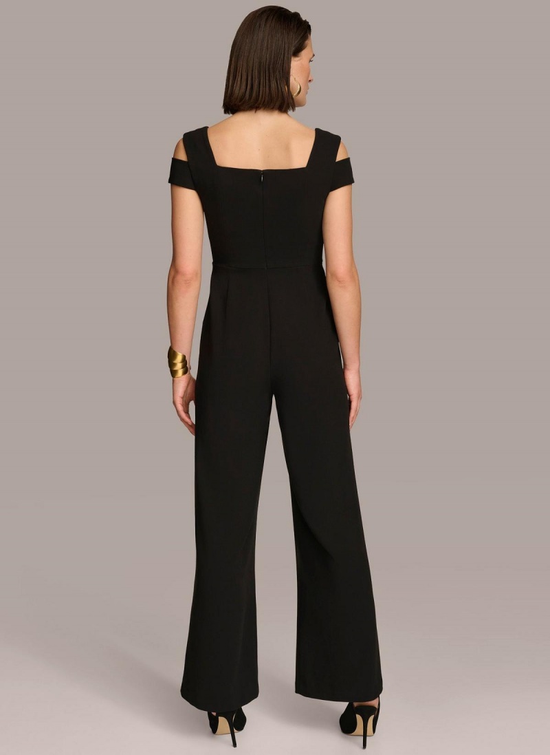 Black Donna Karan Cold Shoulder  Jumpsuit | Canada_DK53111