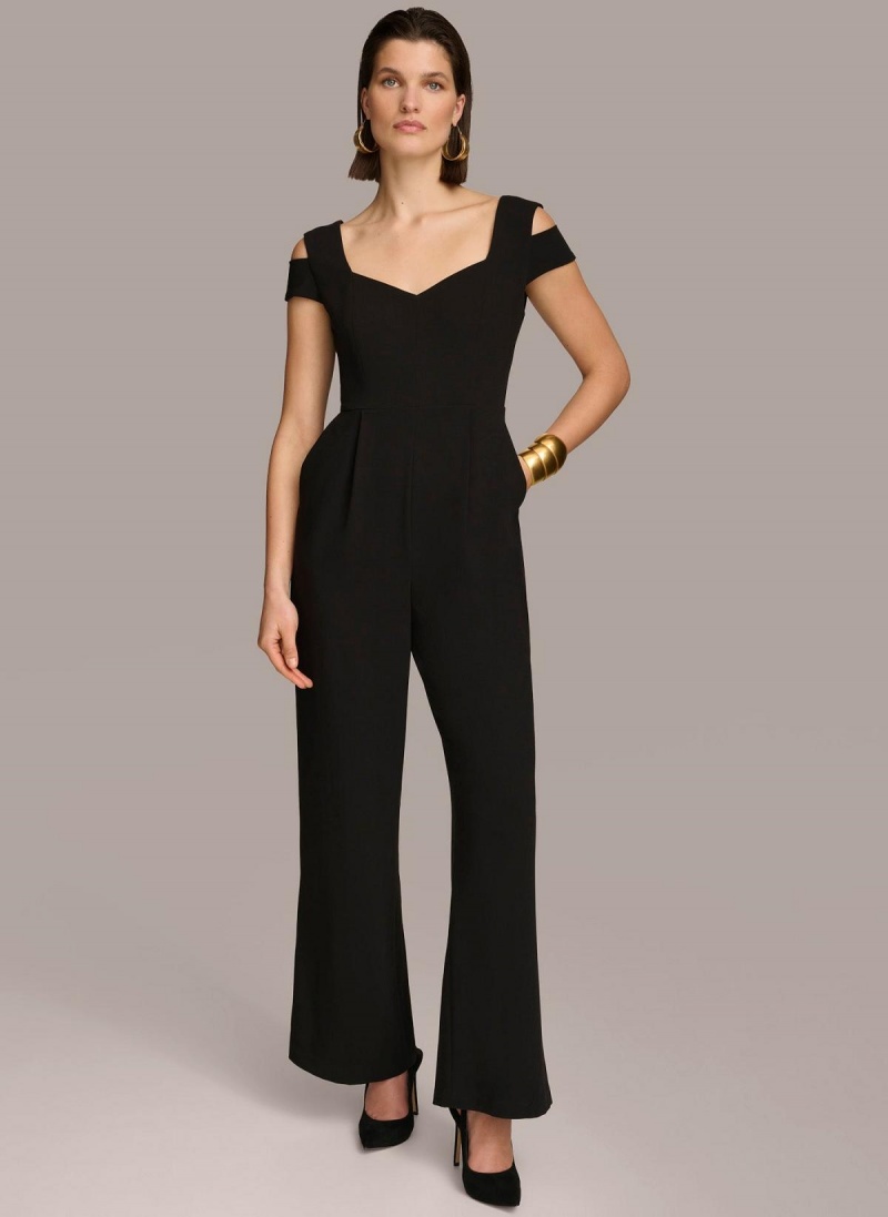 Black Donna Karan Cold Shoulder  Jumpsuit | Canada_DK53111