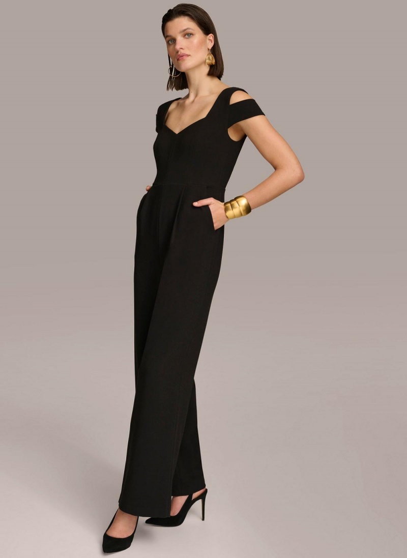 Black Donna Karan Cold Shoulder  Jumpsuit | Canada_DK53111