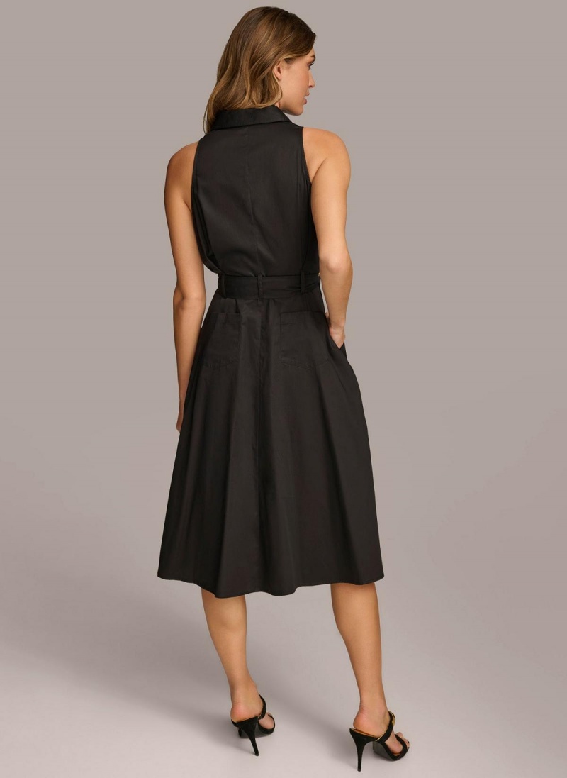 Black Donna Karan Cotton Shirt Dress | Canada_DK79219