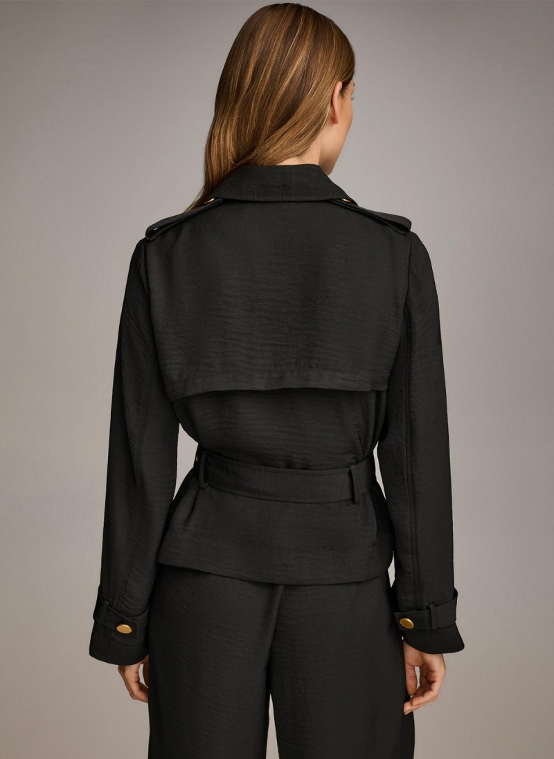 Black Donna Karan Double Breasted Blazer Jacket | Canada_DK36025