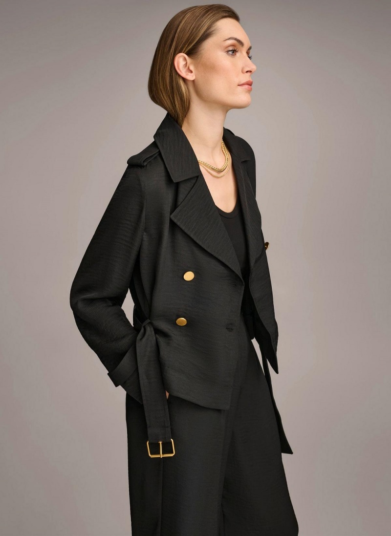 Black Donna Karan Double Breasted Blazer Jacket | Canada_DK36025