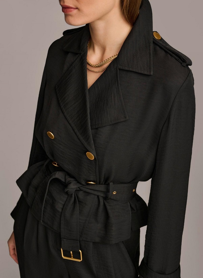 Black Donna Karan Double Breasted Blazer Jacket | Canada_DK36025