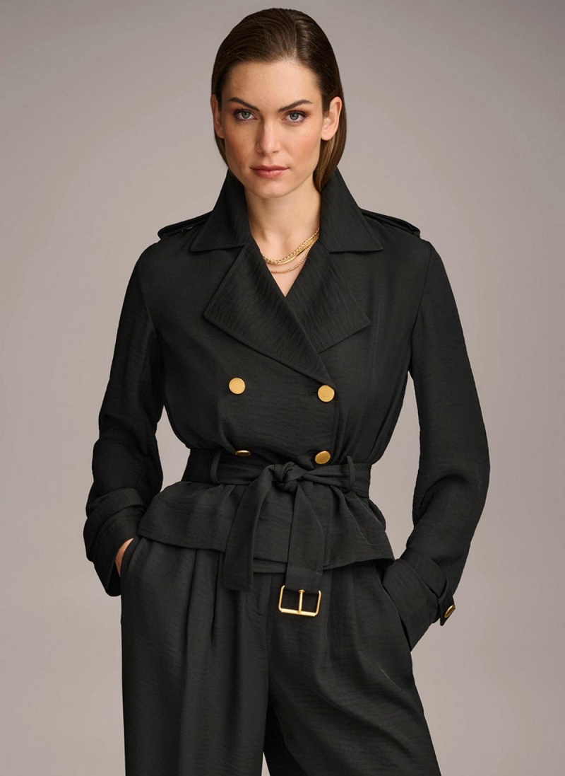 Black Donna Karan Double Breasted Blazer Jacket | Canada_DK36025