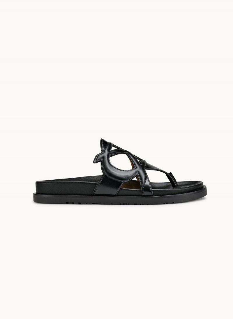 Black Donna Karan Hatsy Flat Sandals | Canada_DK90806