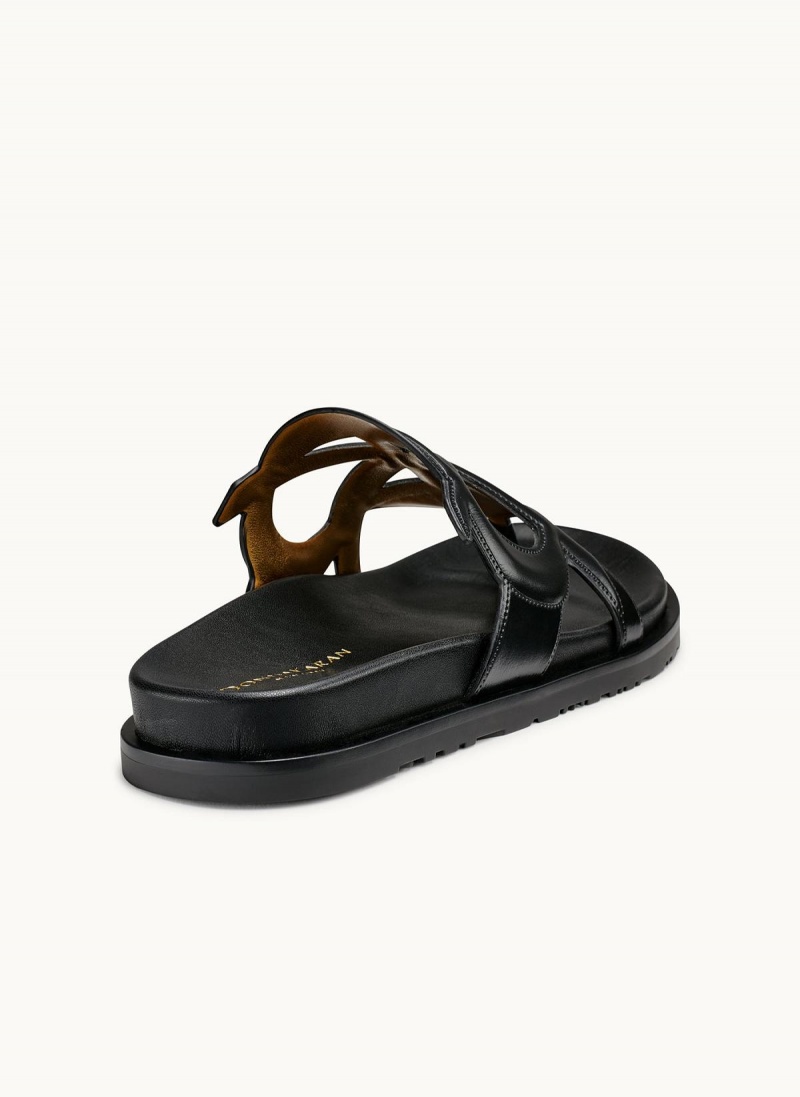 Black Donna Karan Hatsy Flat Sandals | Canada_DK90806