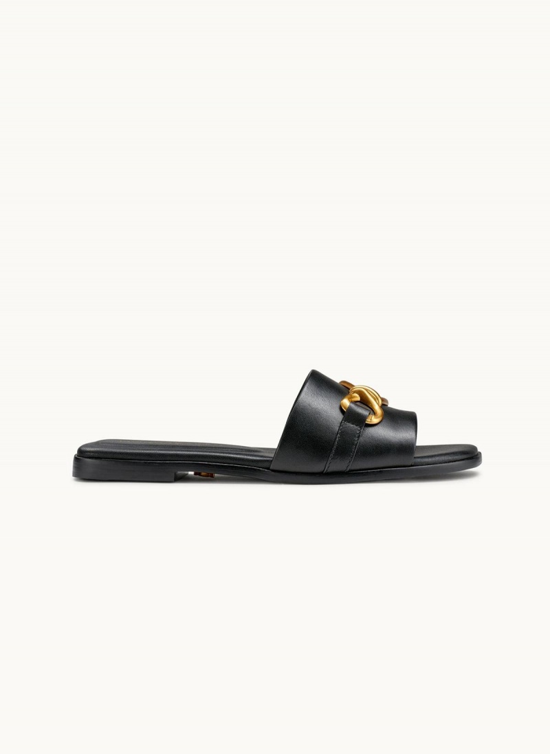 Black Donna Karan Haylen Flat Sandals | Canada_DK87012