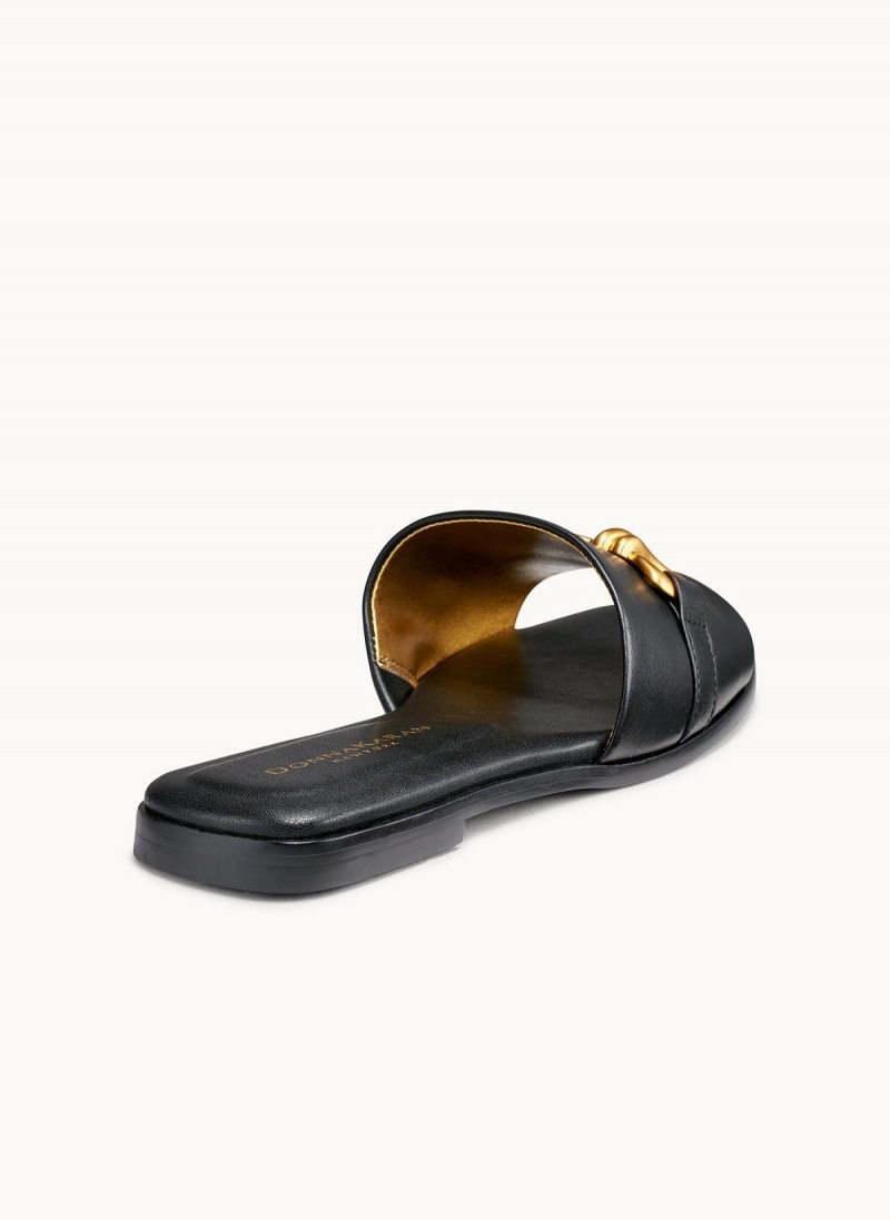 Black Donna Karan Haylen Flat Sandals | Canada_DK87012