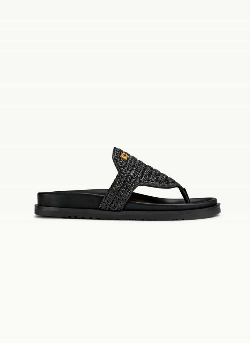 Black Donna Karan Hira Flat Sandals | Canada_DK21026