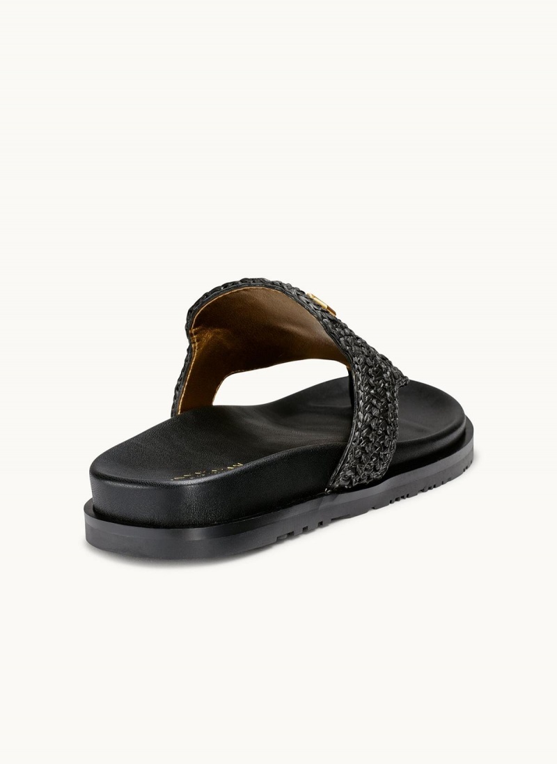 Black Donna Karan Hira Flat Sandals | Canada_DK21026