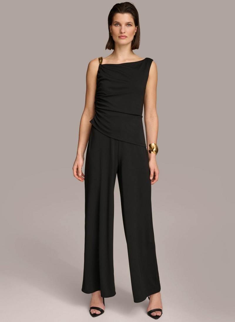 Black Donna Karan Jumpsuit With Hardware Jumpsuit | Canada_DK89064