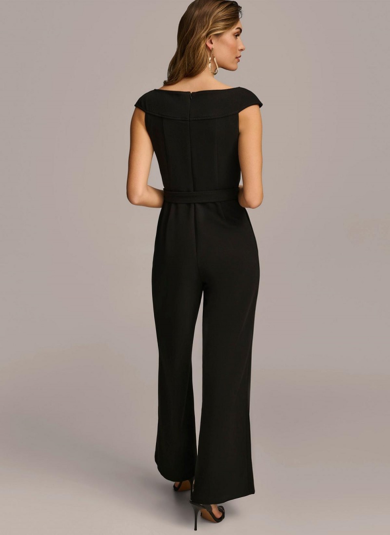 Black Donna Karan Jumpsuit With Hardware Belt Jumpsuit | Canada_DK85346