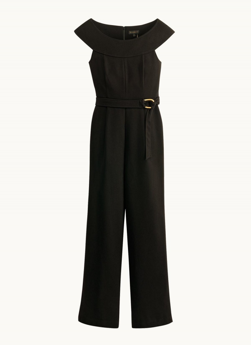 Black Donna Karan Jumpsuit With Hardware Belt Jumpsuit | Canada_DK85346