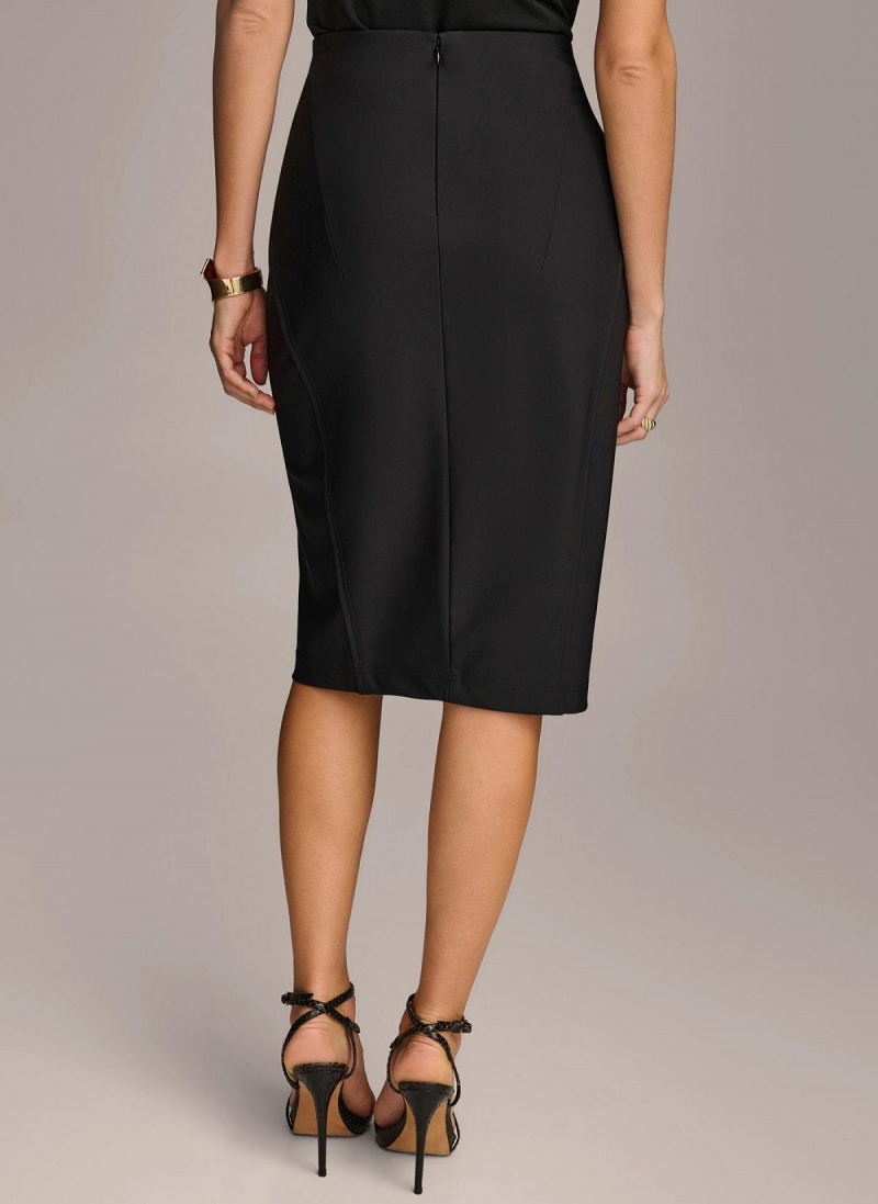 Black Donna Karan Midi Pencil Skirt | Canada_DK49041