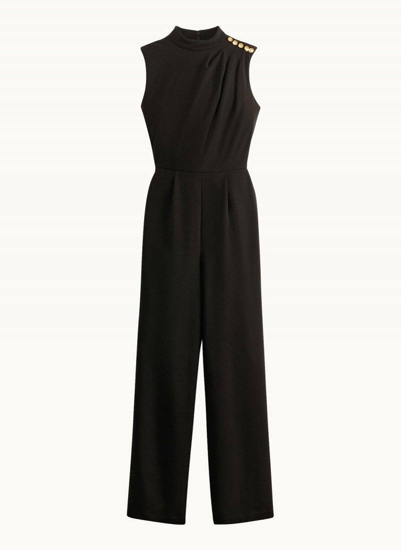 Black Donna Karan Mock Neck With Pockets Jumpsuit | Canada_DK48748