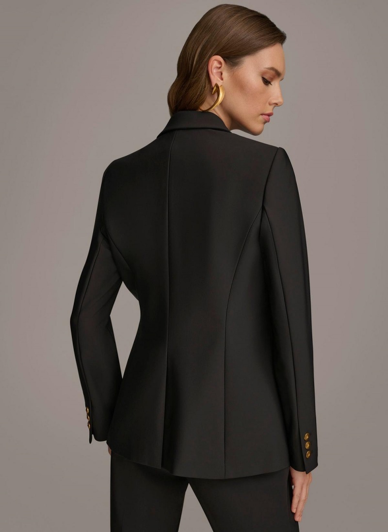 Black Donna Karan One Button Jacket | Canada_DK48072