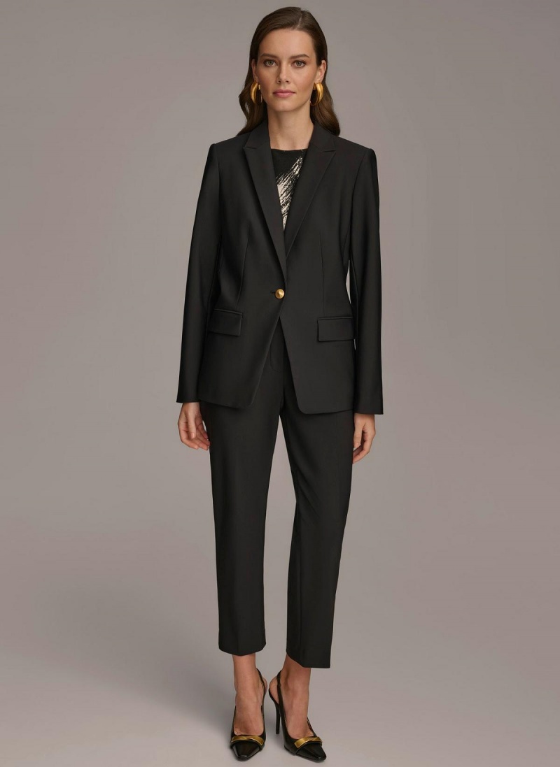 Black Donna Karan One Button Jacket | Canada_DK48072