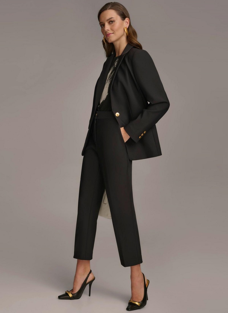 Black Donna Karan One Button Jacket | Canada_DK48072