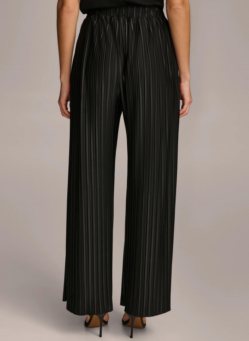 Black Donna Karan Pleated Pull On Pants | Canada_DK93296