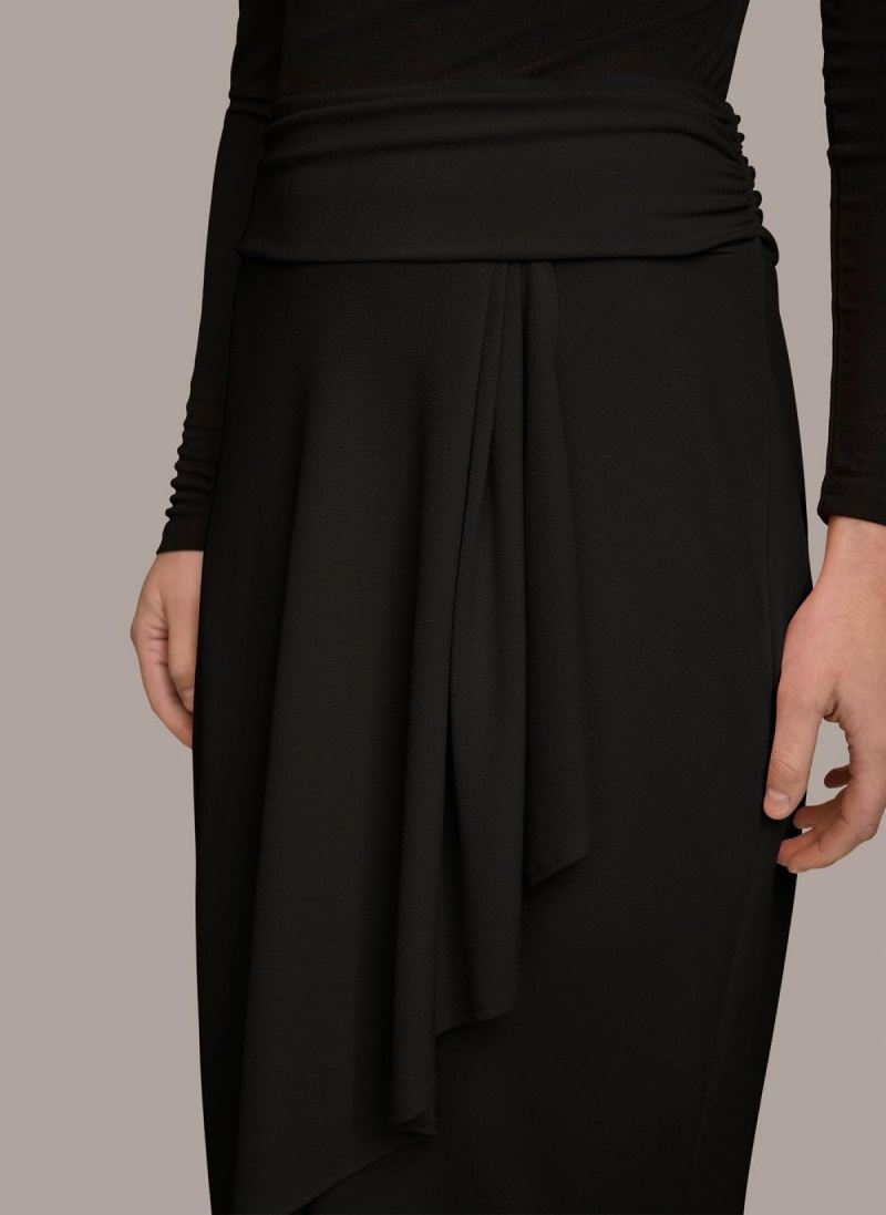 Black Donna Karan Ruched Skirt | Canada_DK52409