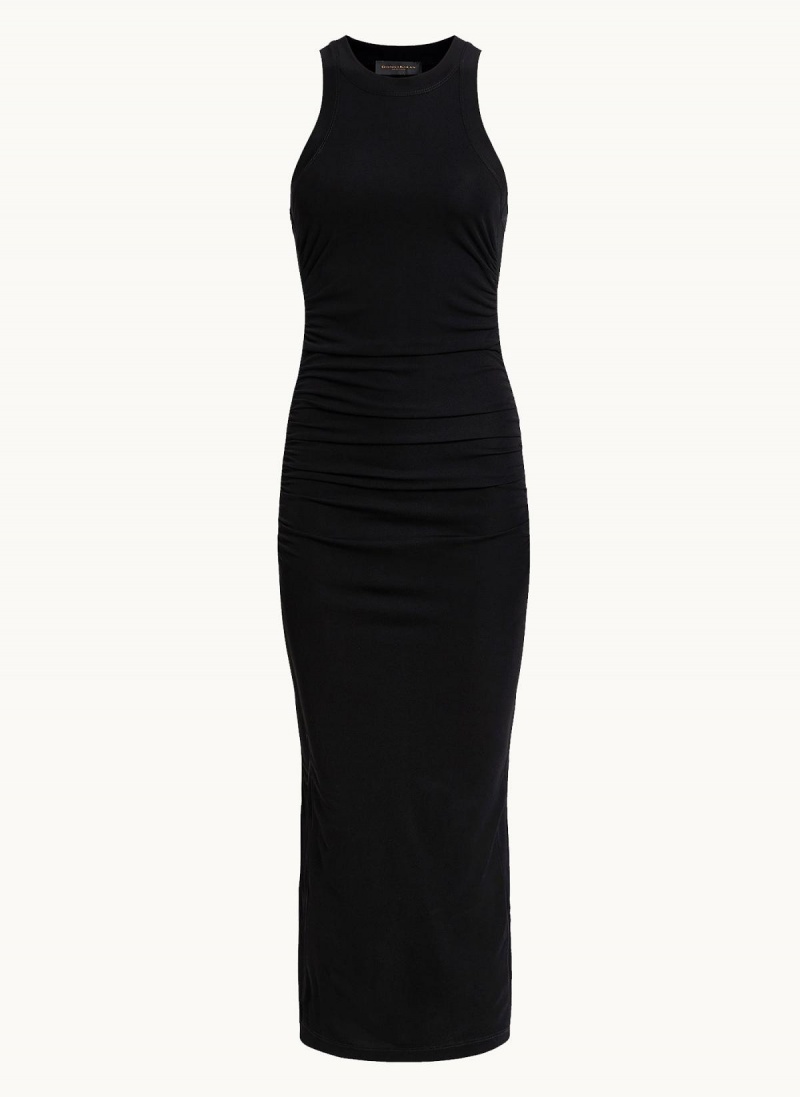 Black Donna Karan Sleeveless Ruched Dress | Canada_DK41789