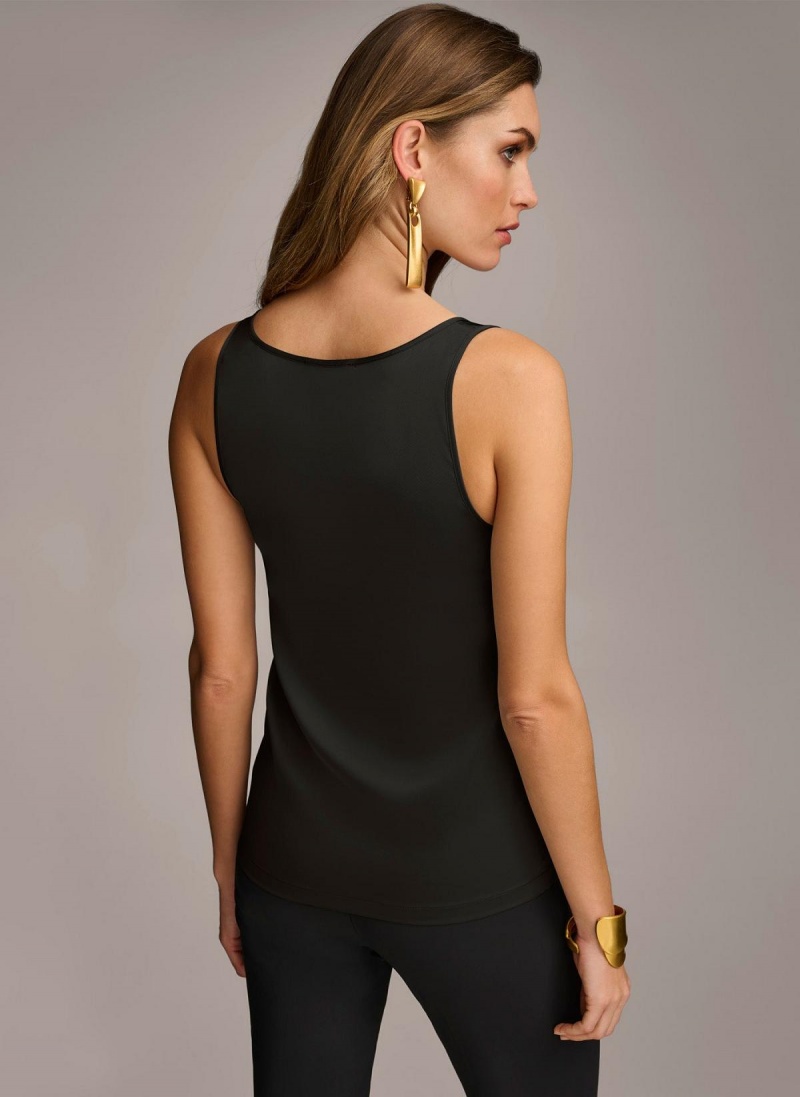 Black Donna Karan Sleeveless Shell Sweaters and Tops | Canada_DK54670