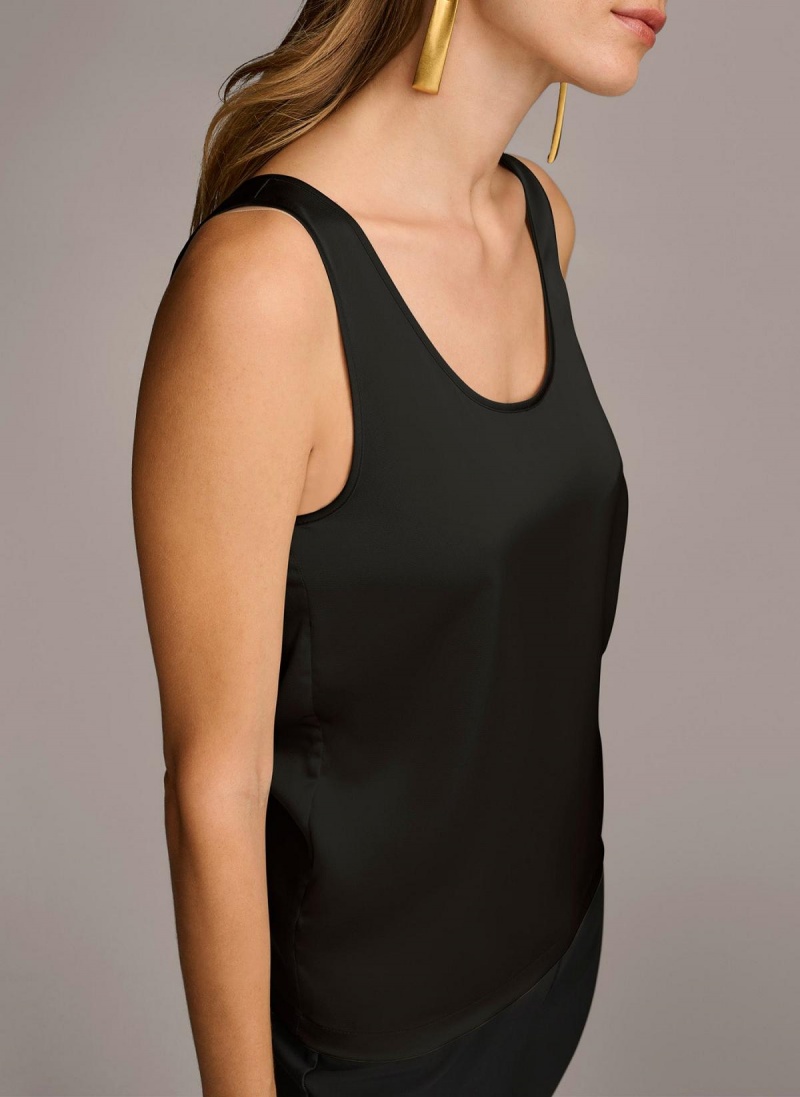 Black Donna Karan Sleeveless Shell Sweaters and Tops | Canada_DK54670