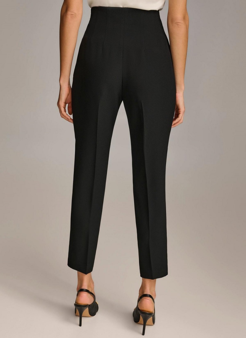 Black Donna Karan Slim Flat Front Pants | Canada_DK10436