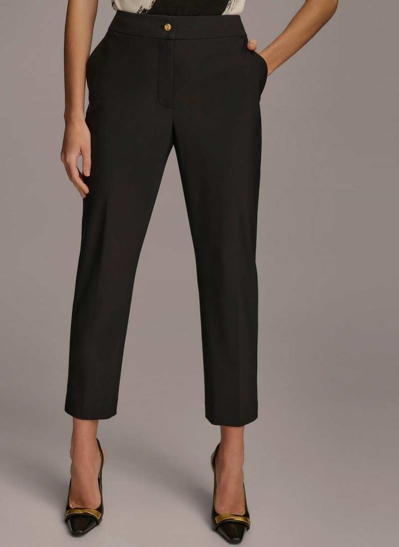 Black Donna Karan Slim Leg Ankle Length Pants | Canada_DK48324