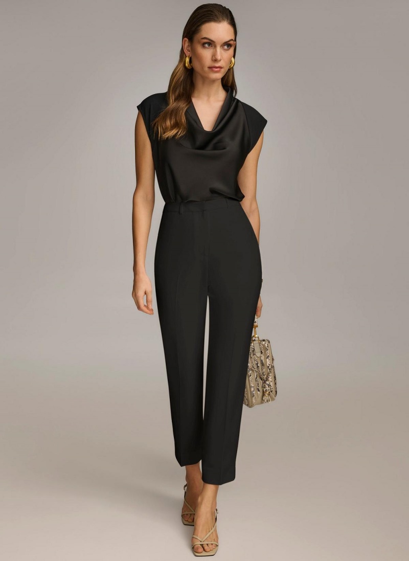 Black Donna Karan Slim Leg Pants | Canada_DK78445