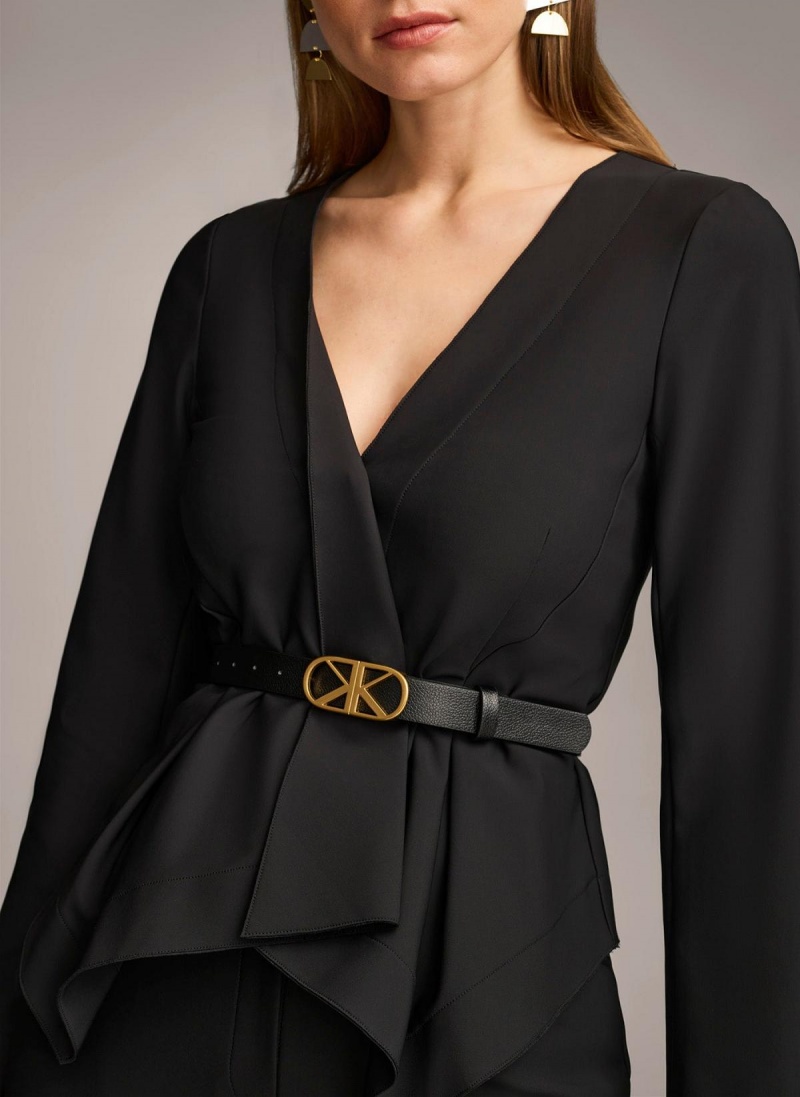 Black Donna Karan Wrap With Belt Jacket | Canada_DK74769