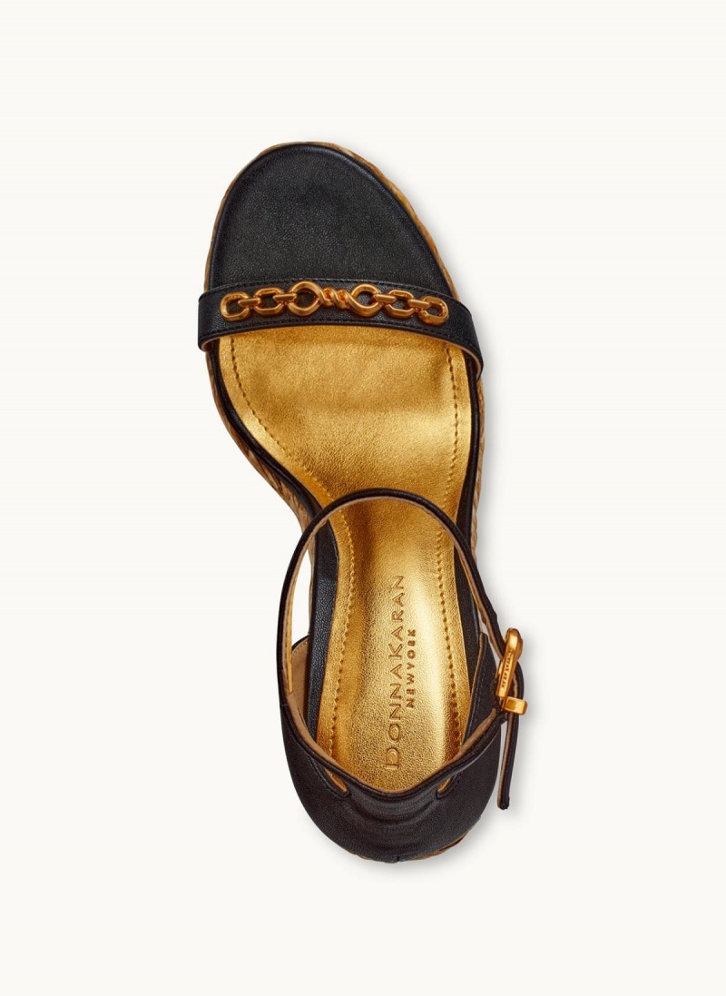 Black Donna Karan Yulissa Ankle Strap Espadrille Sandals | Canada_DK19376