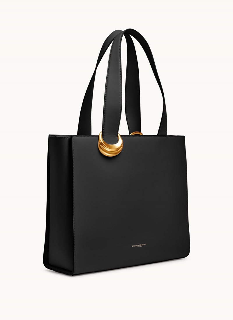 Black / Gold Donna Karan Hewlett Tote Bag | Canada_DK25724