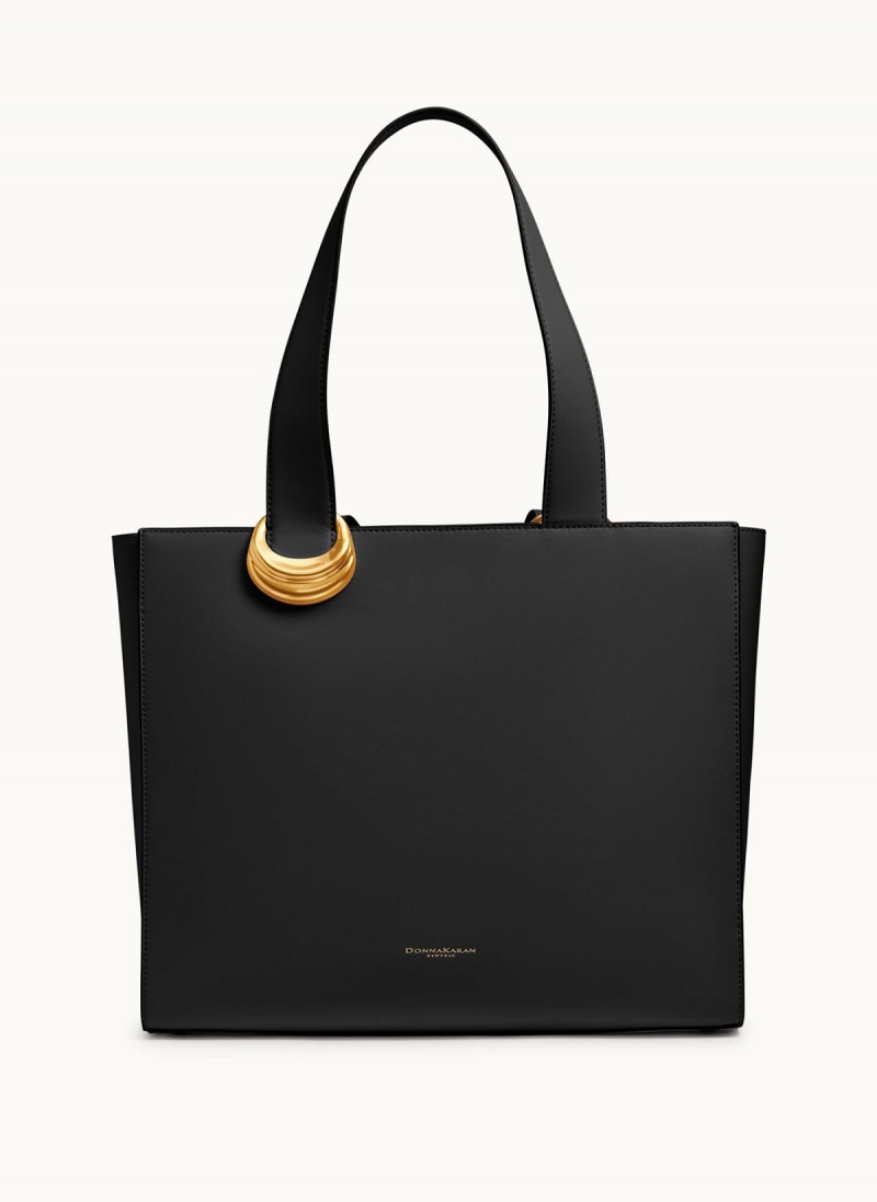 Black / Gold Donna Karan Hewlett Tote Bag | Canada_DK25724