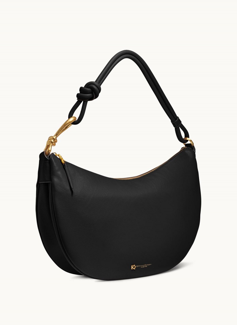 Black / Gold Donna Karan Roslyn Large Hobo Bag | Canada_DK78355