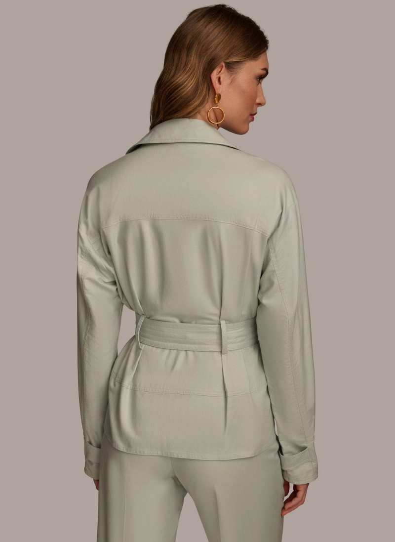 Blue Donna Karan Long Sleeve Belted Utility Jacket | Canada_DK59246