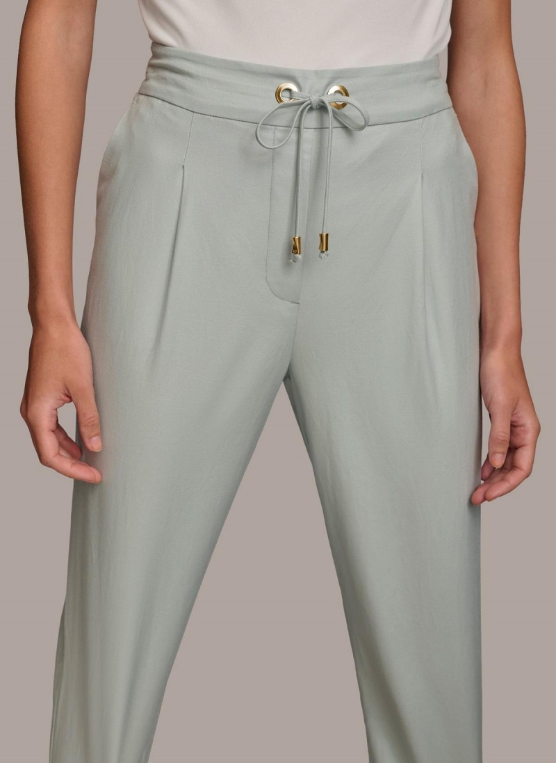 Blue Donna Karan Slim Tie Waist Cuff Pants | Canada_DK24347