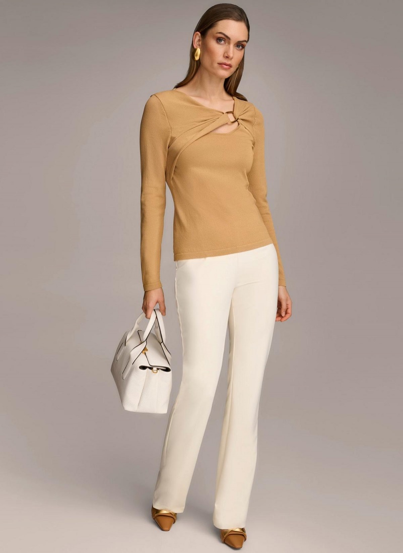 Brown Donna Karan Buckle Hardware Sweaters and Tops | Canada_DK64123