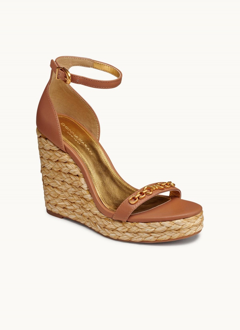 Brown Donna Karan Yulissa Ankle Strap Espadrille Sandals | Canada_DK13785