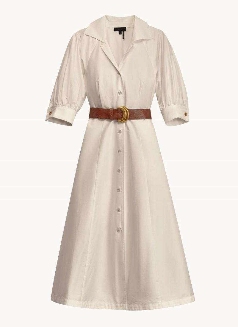 Cream Donna Karan Cotton Shirt Dress | Canada_DK54369